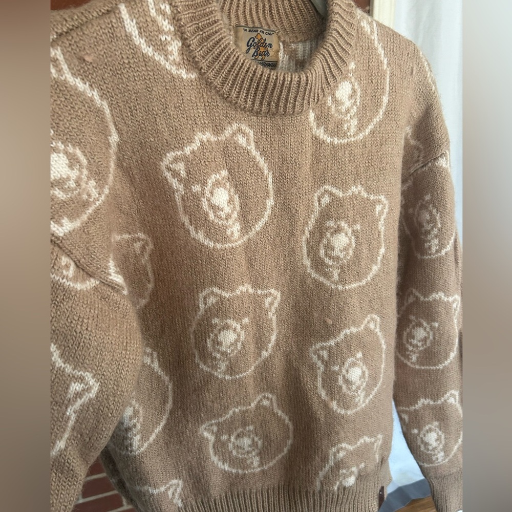 Golden Bear Tan Wool Sweater 🐻 Cozy‎ Cottagecore Cabincore Chunky Knit Retro - Picture 4 of 9